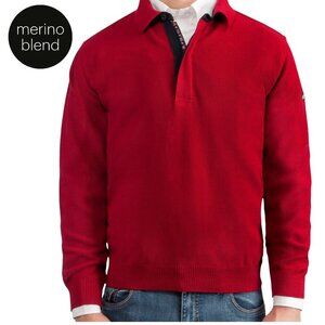 GREEN COAST Italian Sweater merino blend pop corn knit red (size 54 = large)